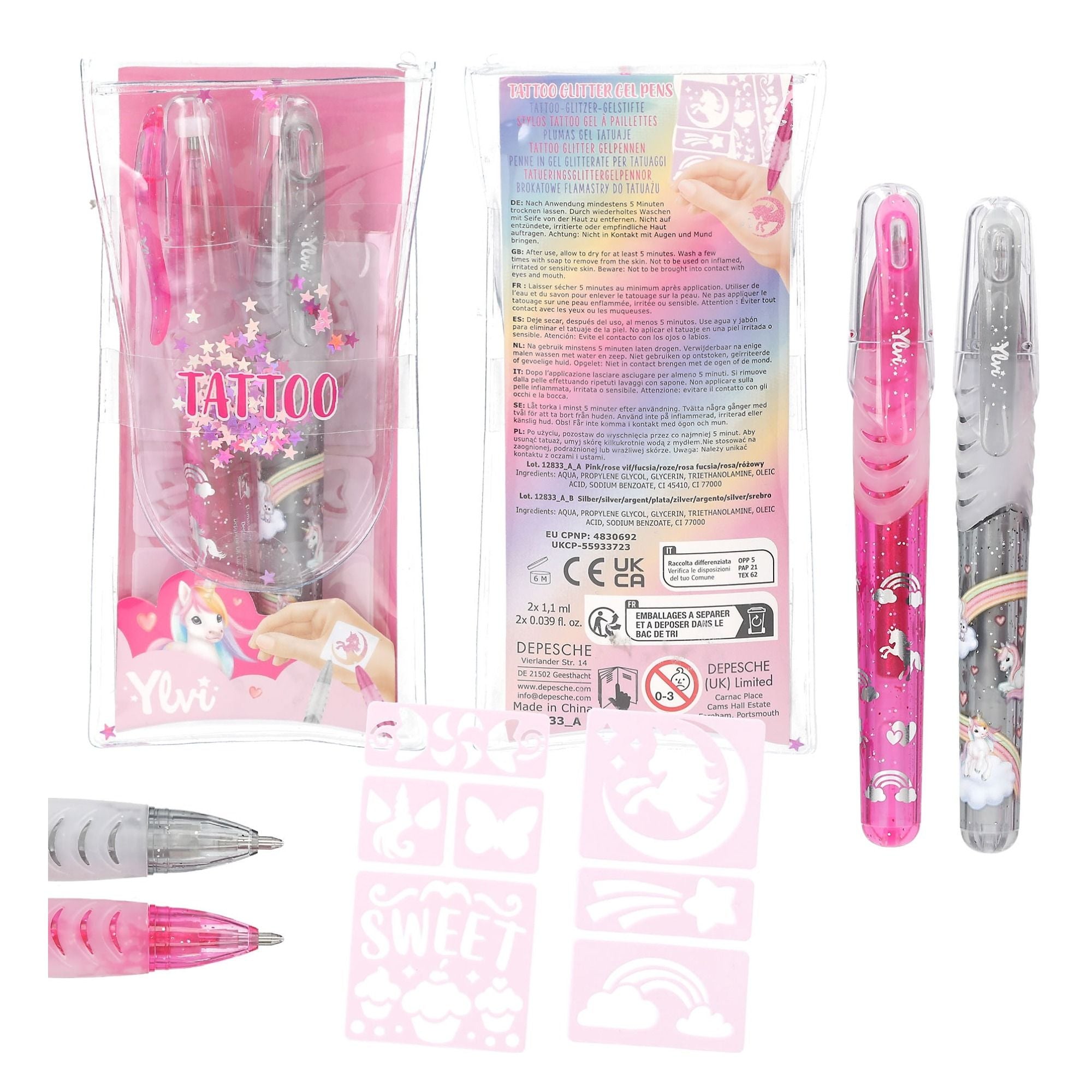 Ylvi Tattoo Glitzer Gelstifte