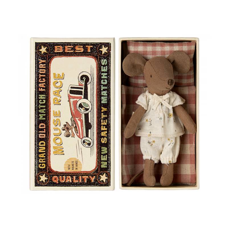 Große Schwester / Bruder Maus in Streichholzschachtel