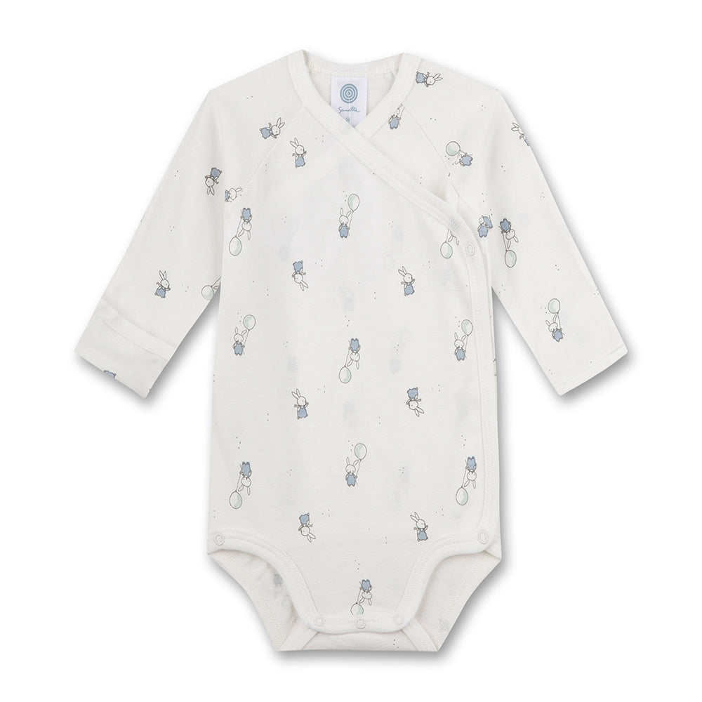 Wickelbody langarm Off-White aus 100% Bio-Baumwolle