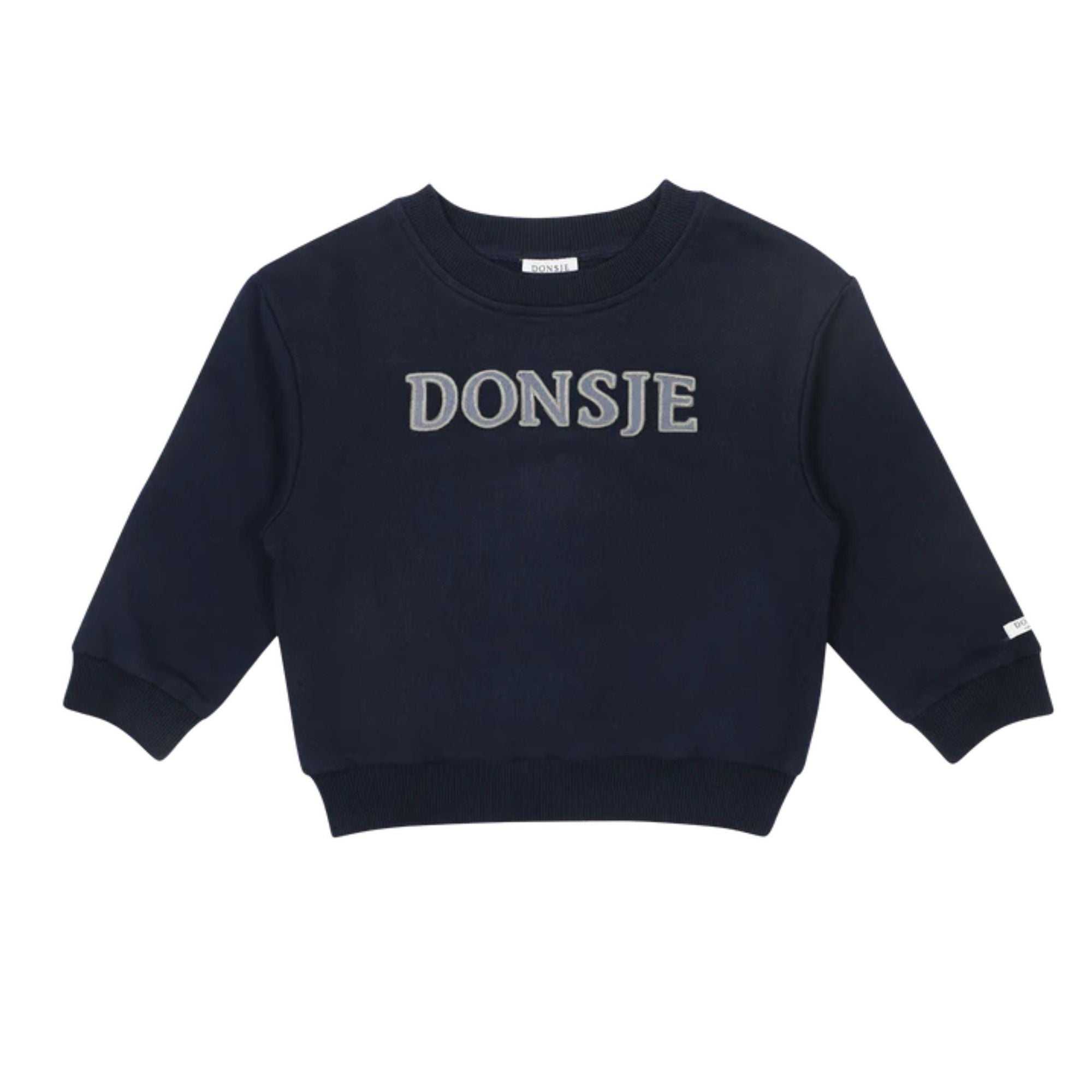 Schwarzes Kinder-Sweatshirt von Donsje Amsterdam mit Logo-Aufdruck – nachhaltige Bio-Baumwolle, Black Friday Angebot bei LibertyKids