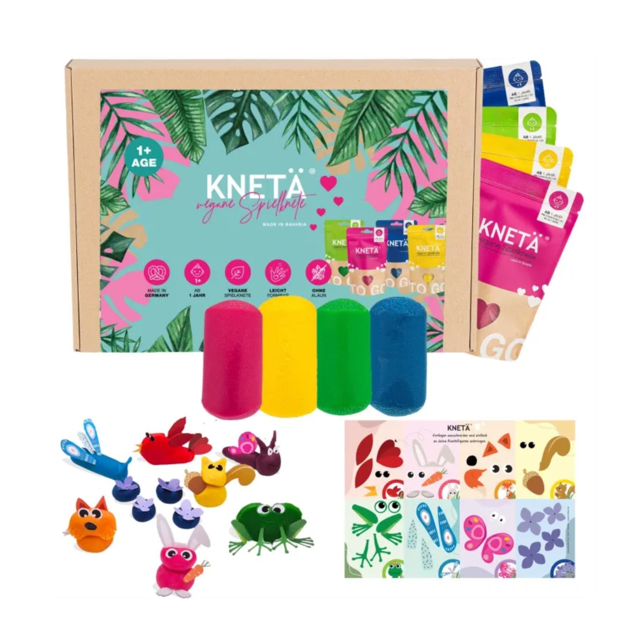 Vegane Spielknete BAG-Set mit Bastelkarte - Beutel á 100g