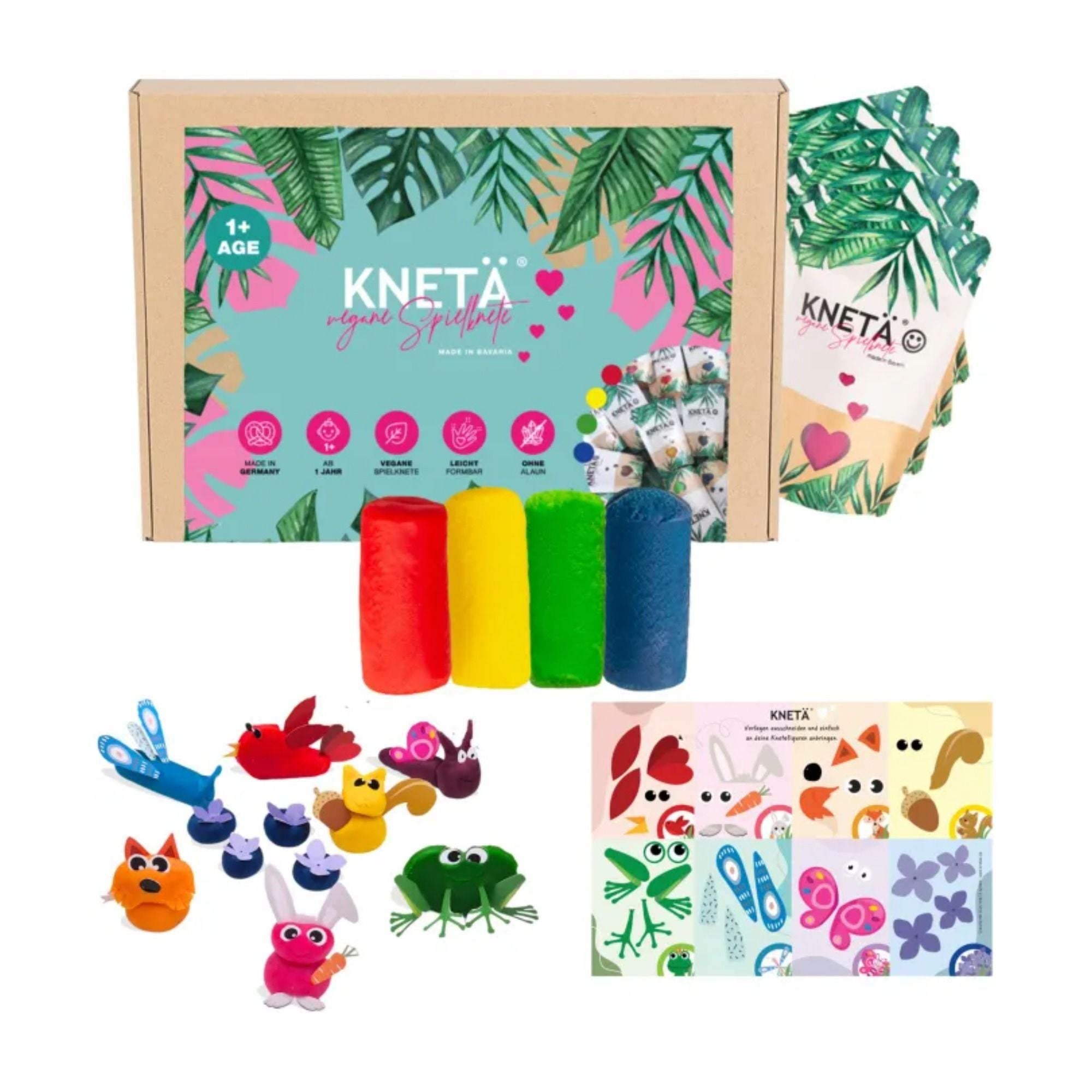 Vegane Spielknete BAG-Set mit Bastelkarte - Beutel á 50g