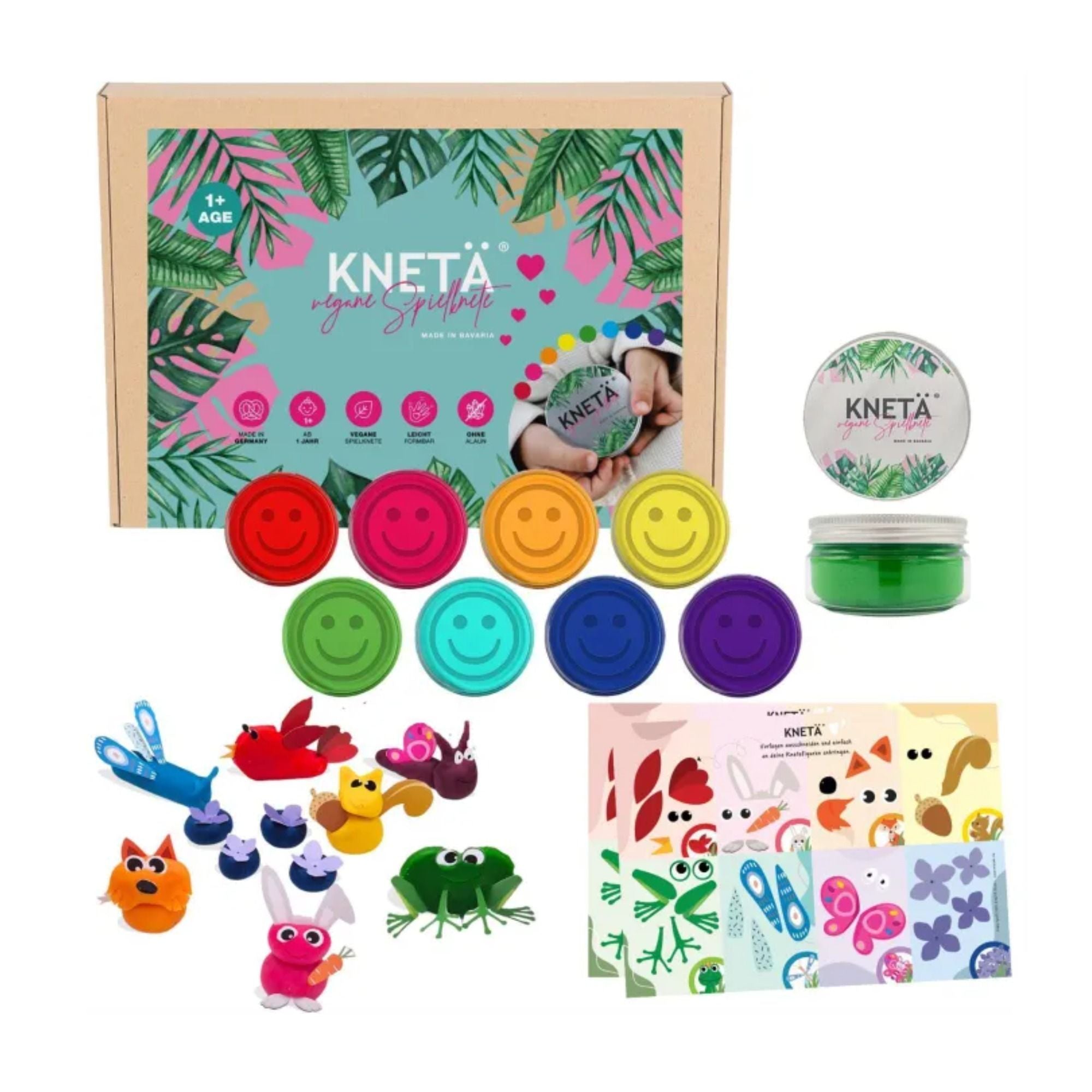 Vegane Spielknete DOSEN-Set mit Bastelkarte - Dose á 125g