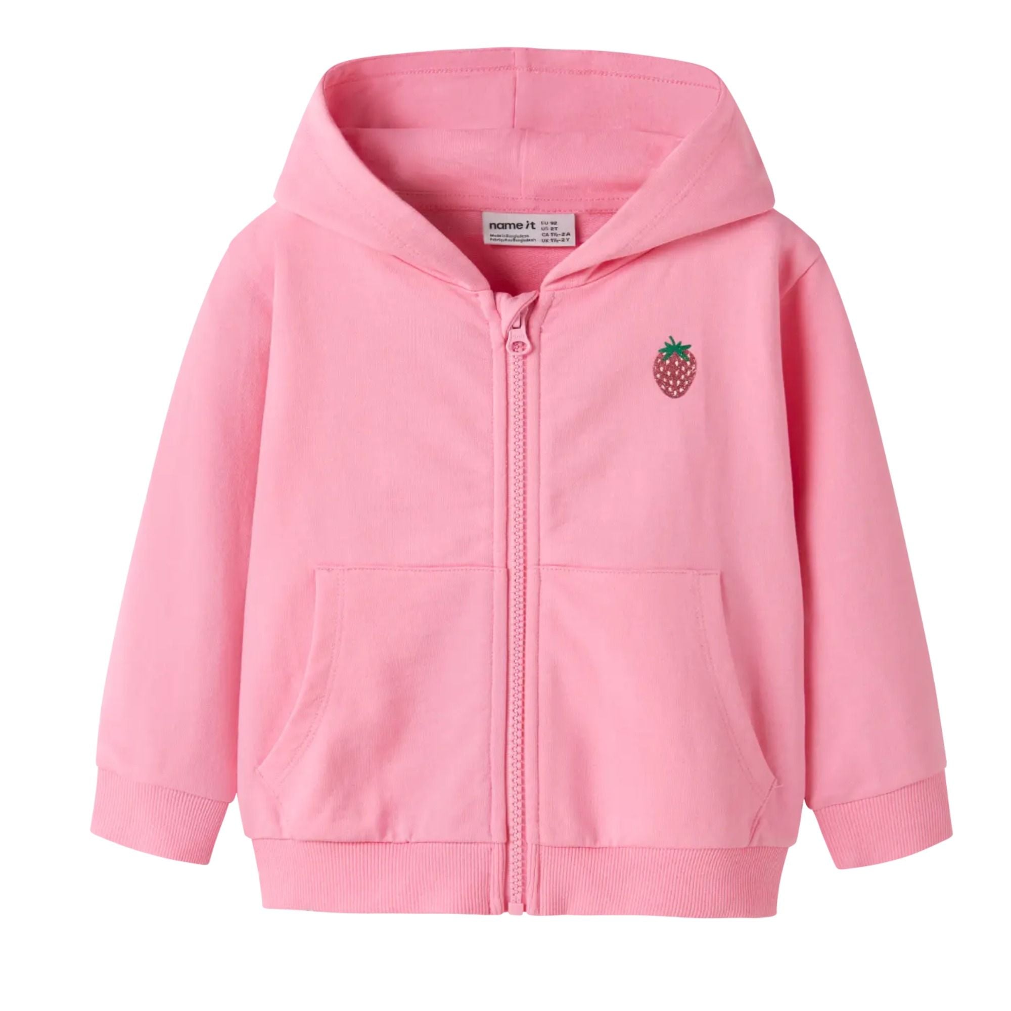 Kinder-Sweatjacke mit Kapuze Erdbeere aus Baumwolle