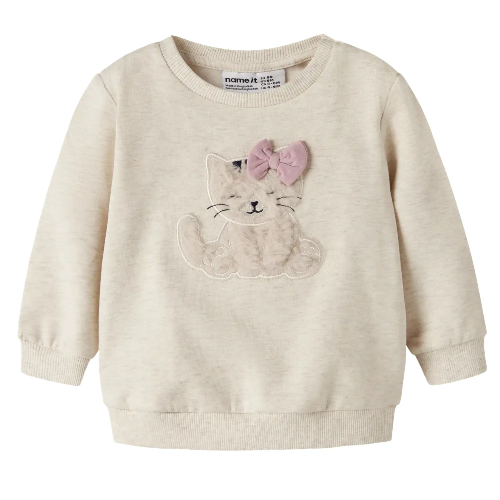 Baby Sweatshirt mit Kätzchen-Applikation aus Bio-Baumwolle