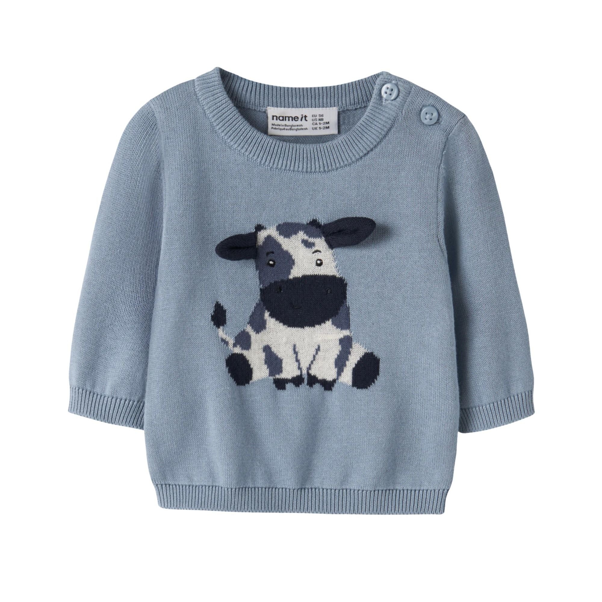 Baby Strickpullover mit Kuhmotiv aus Bio-Baumwolle