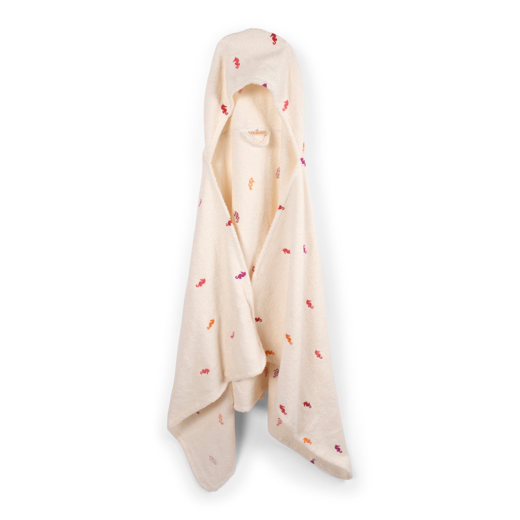 Kapuzenhandtuch mit Stickmuster aus Bio-Baumwolle