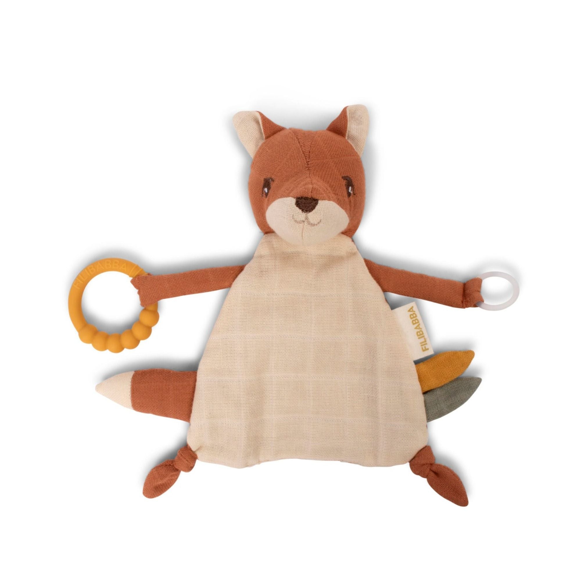 Schnuffeltuch mit Beißring aus Bio-Baumwolle