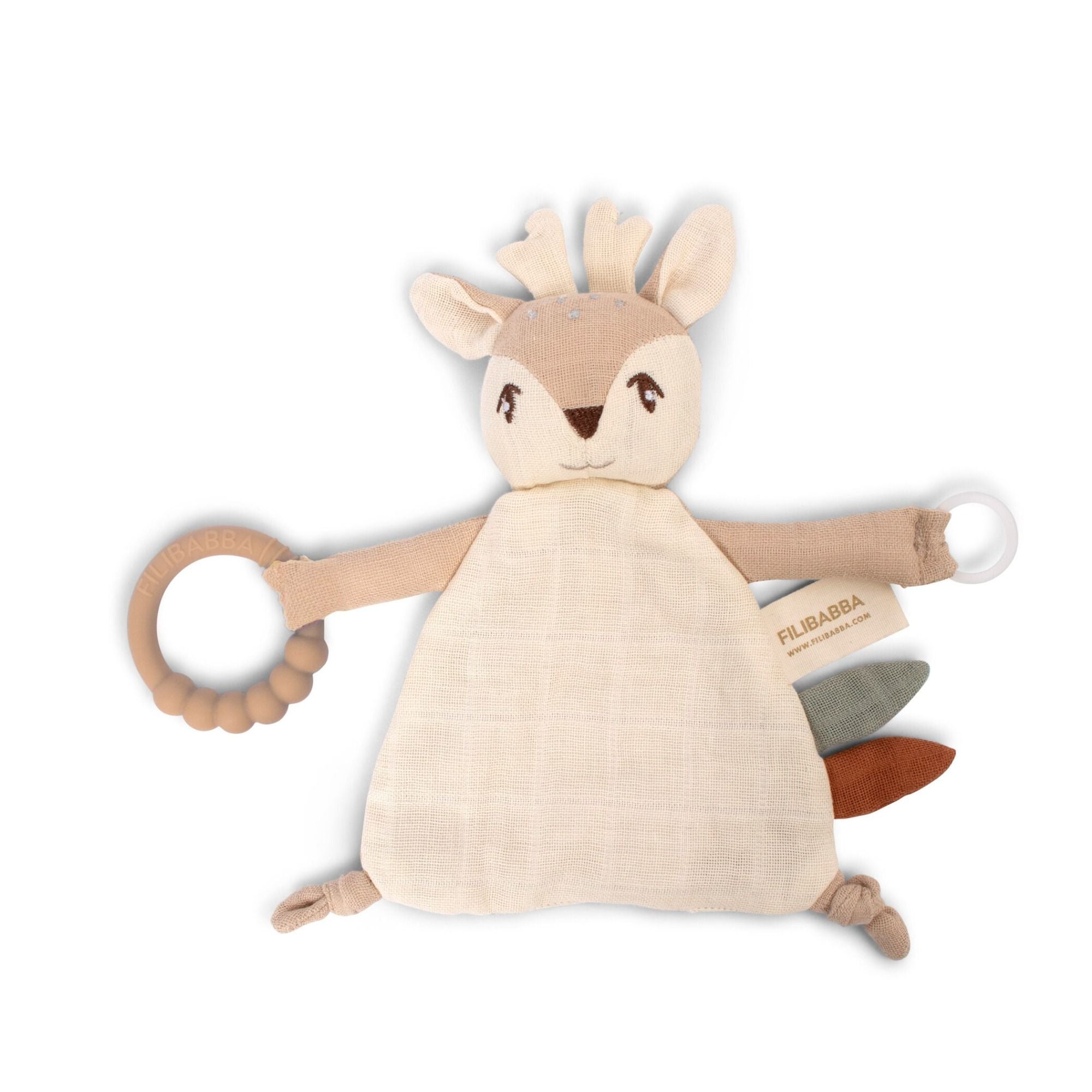 Schnuffeltuch mit Beißring aus Bio-Baumwolle