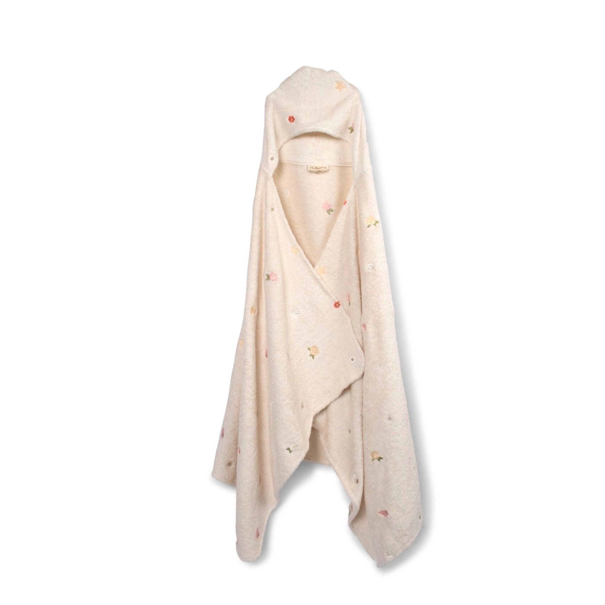 Kapuzenhandtuch mit Stickmuster aus Bio-Baumwolle