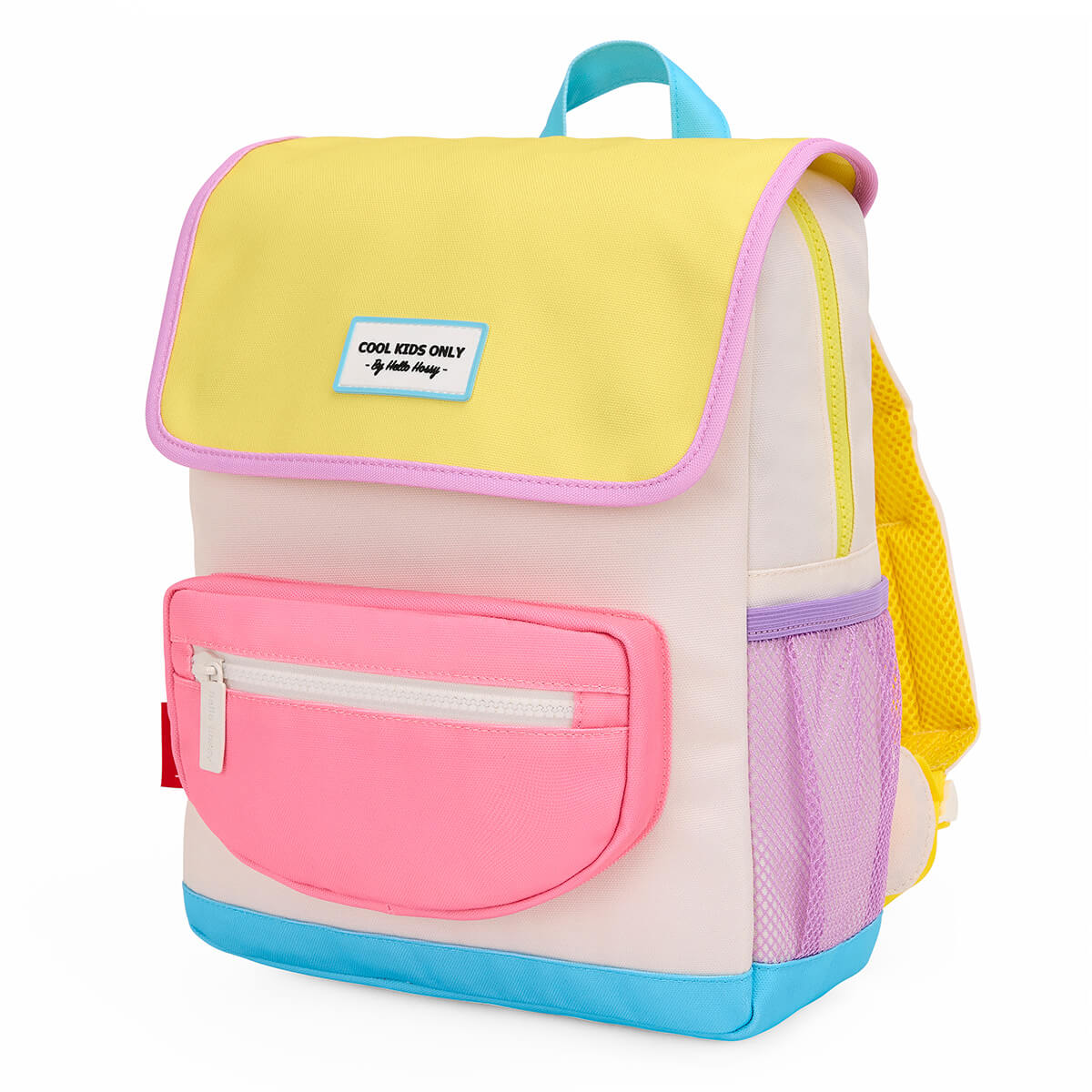 Rucksack Eckig mit Klappe - Colorblock aus 100% recyceltem Polyester