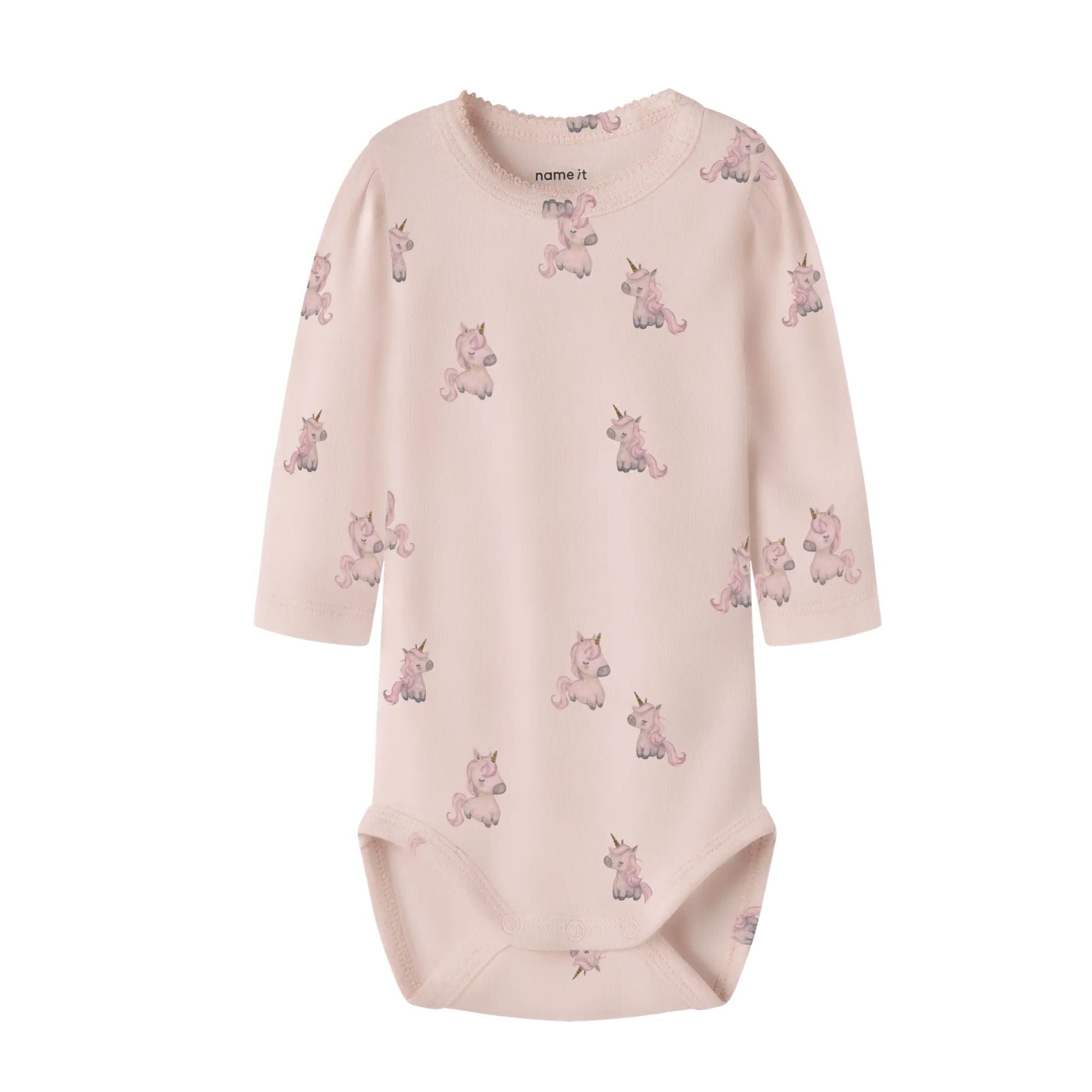 Baby Langarmbody mit Einhorn-Alloverprint aus Baumwolle