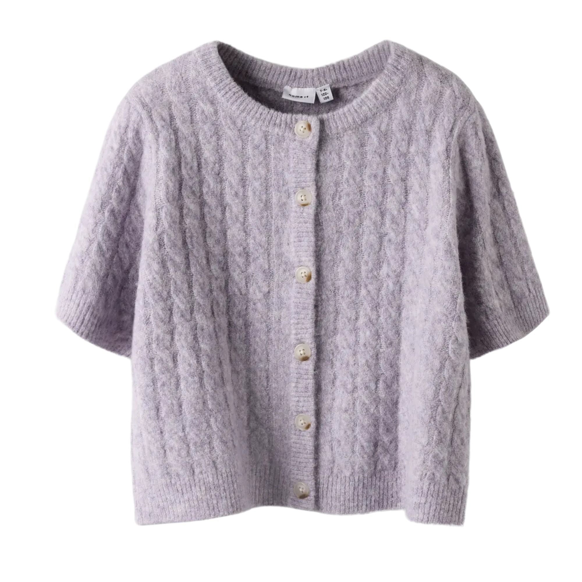 Kinder Kurzarm-Cardigan im Zopfmuster