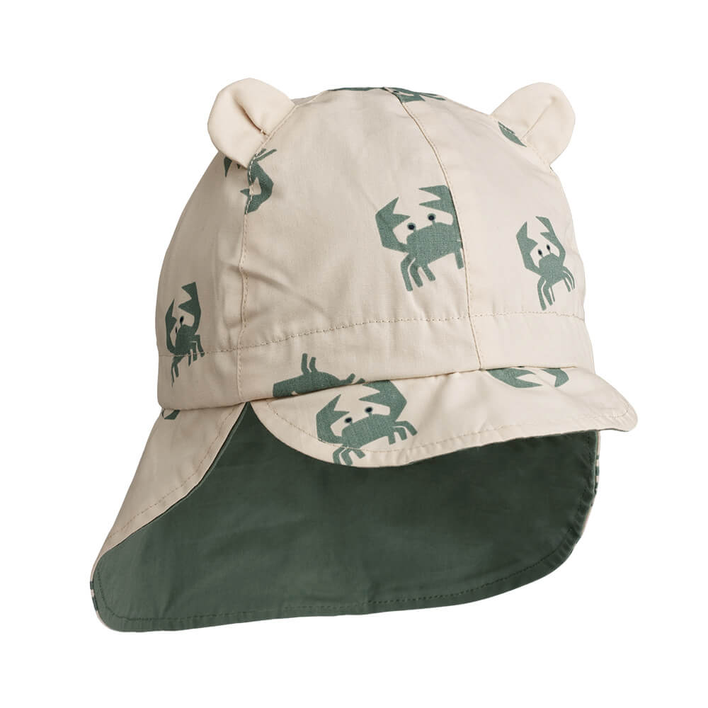 Gorm Wende Sonnenhut Gestreift mit Öhrchen aus 100% Bio-Baumwolle