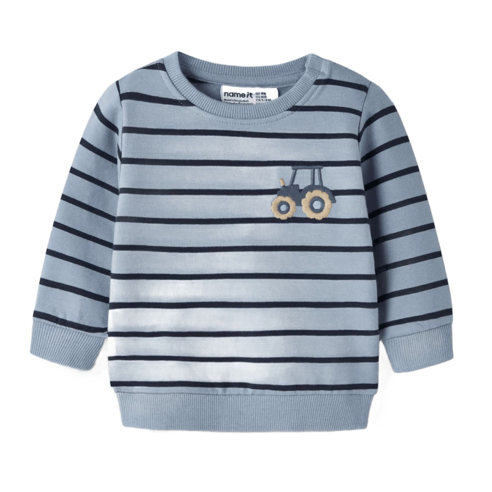 Baby Sweatshirt mit Traktor Stickerei aus Bio-Baumwolle