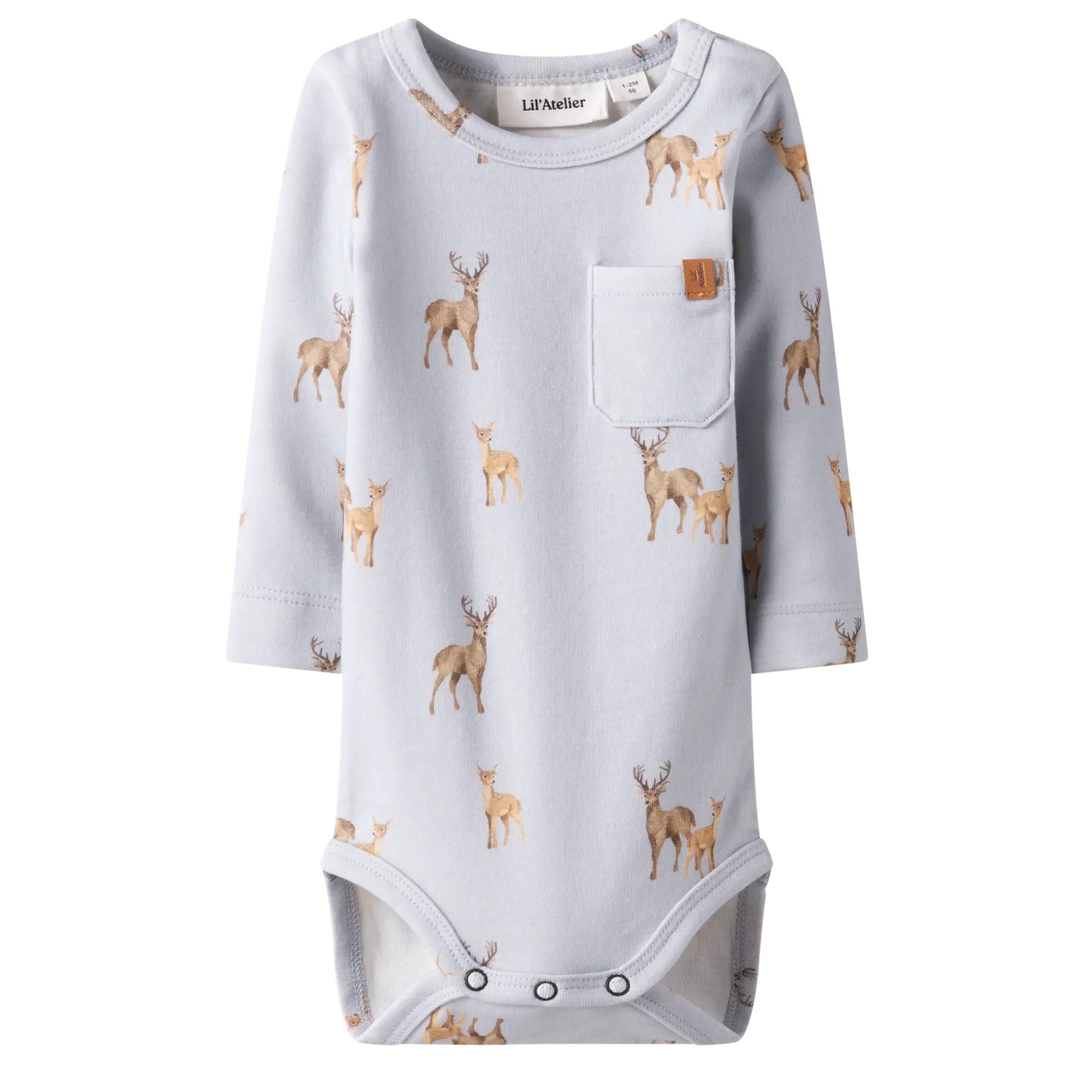 Baby Langarm-Body mit aufgesetzter Tasche aus Bio-Baumwolle