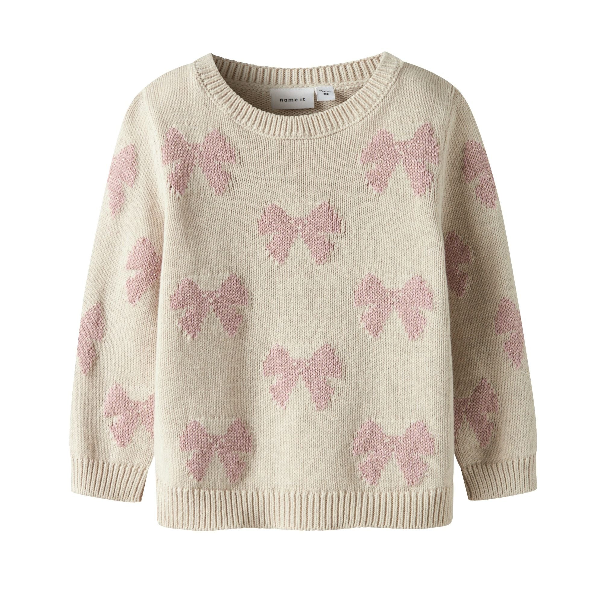 Kinder Strickpullover mit glitzer Schleifen aus Bio-Baumwolle