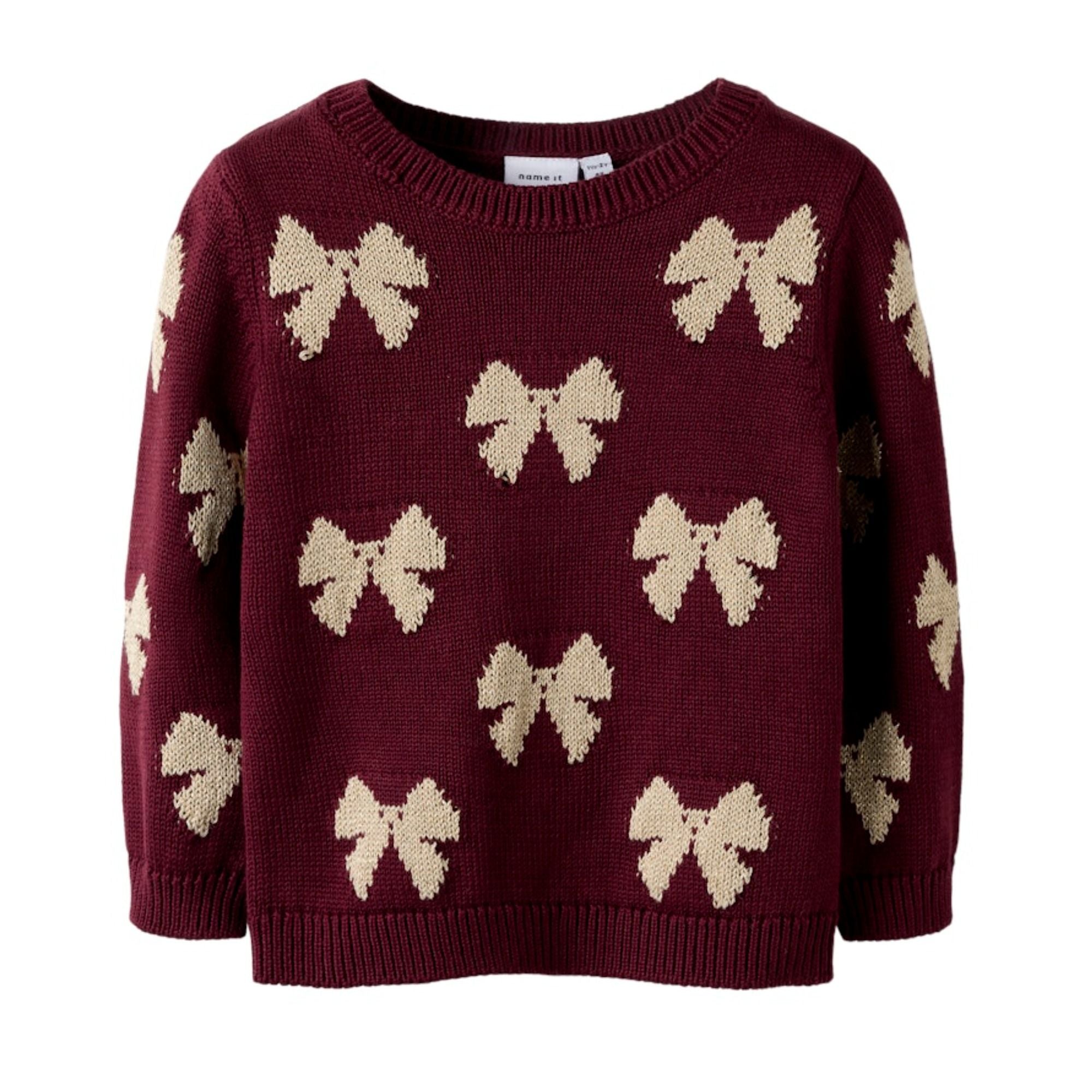 Kinder Strickpullover mit glitzer Schleifen aus Bio-Baumwolle