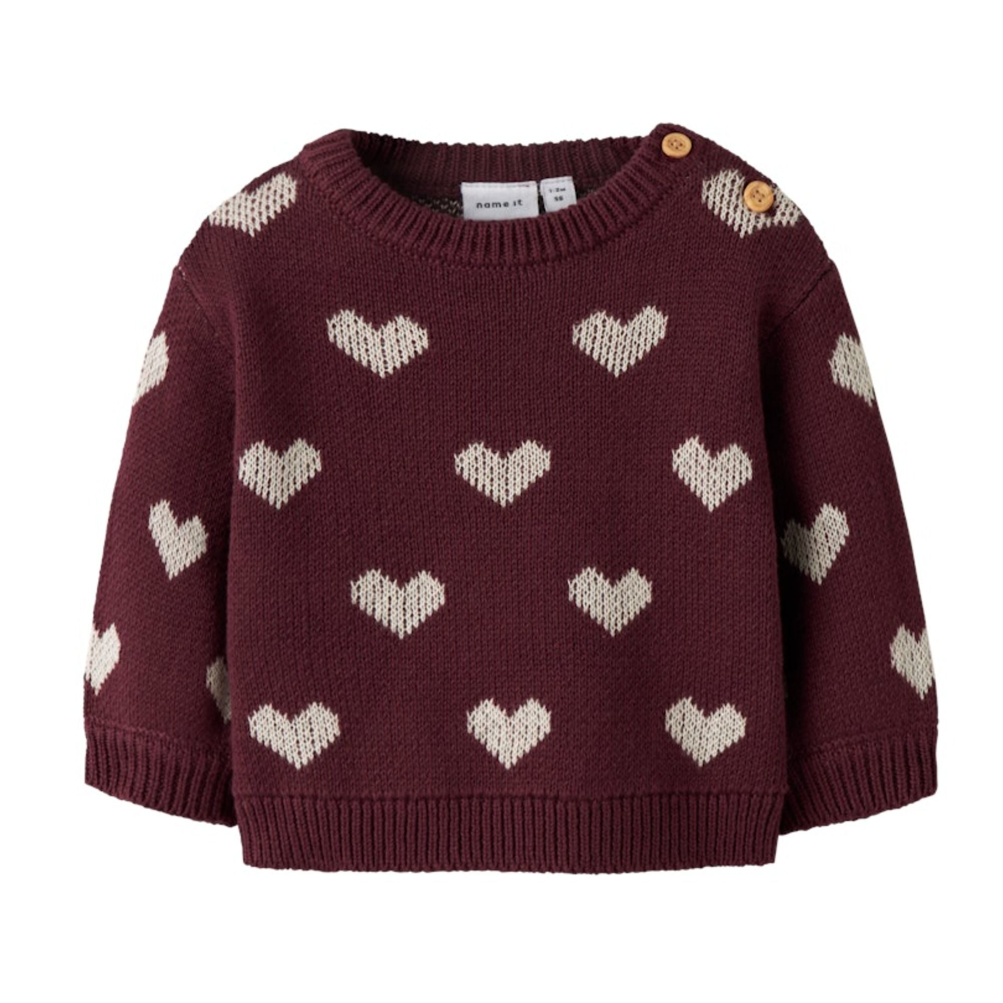 Baby Strickpullover mit Herzen aus Bio-Baumwolle