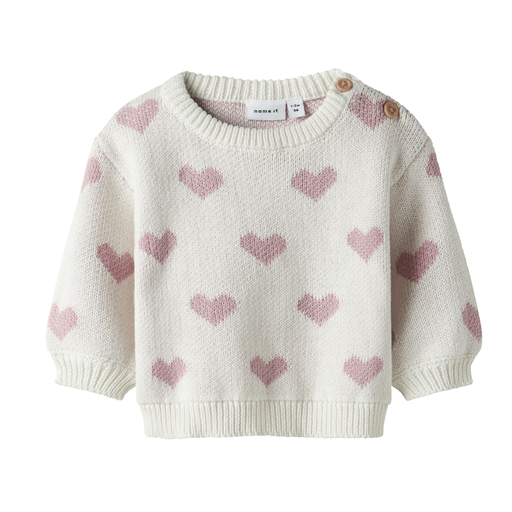 Baby Strickpullover mit Herzen aus Bio-Baumwolle