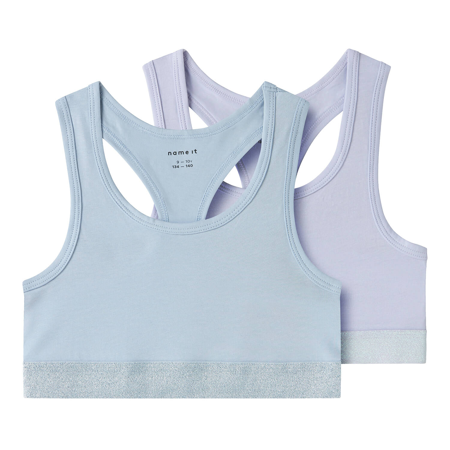 Teens Bustier mit Glitzer Bündchen – 2er Pack aus Baumwolle