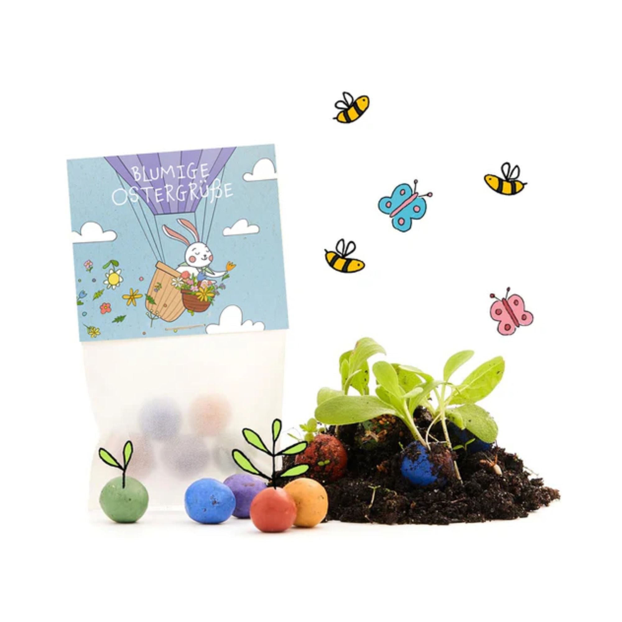 Oster Blumenmurmeln 5er im Pergaminbeutel
