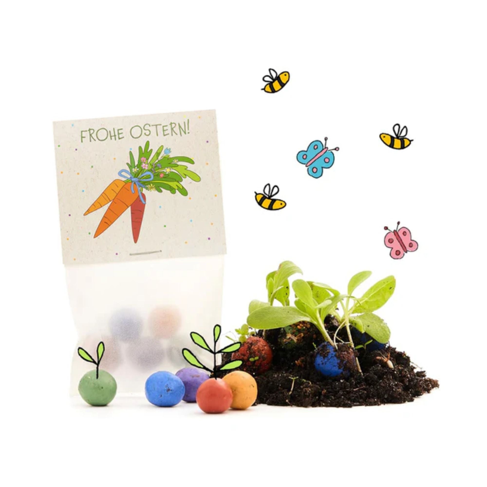 Oster Blumenmurmeln 5er im Pergaminbeutel