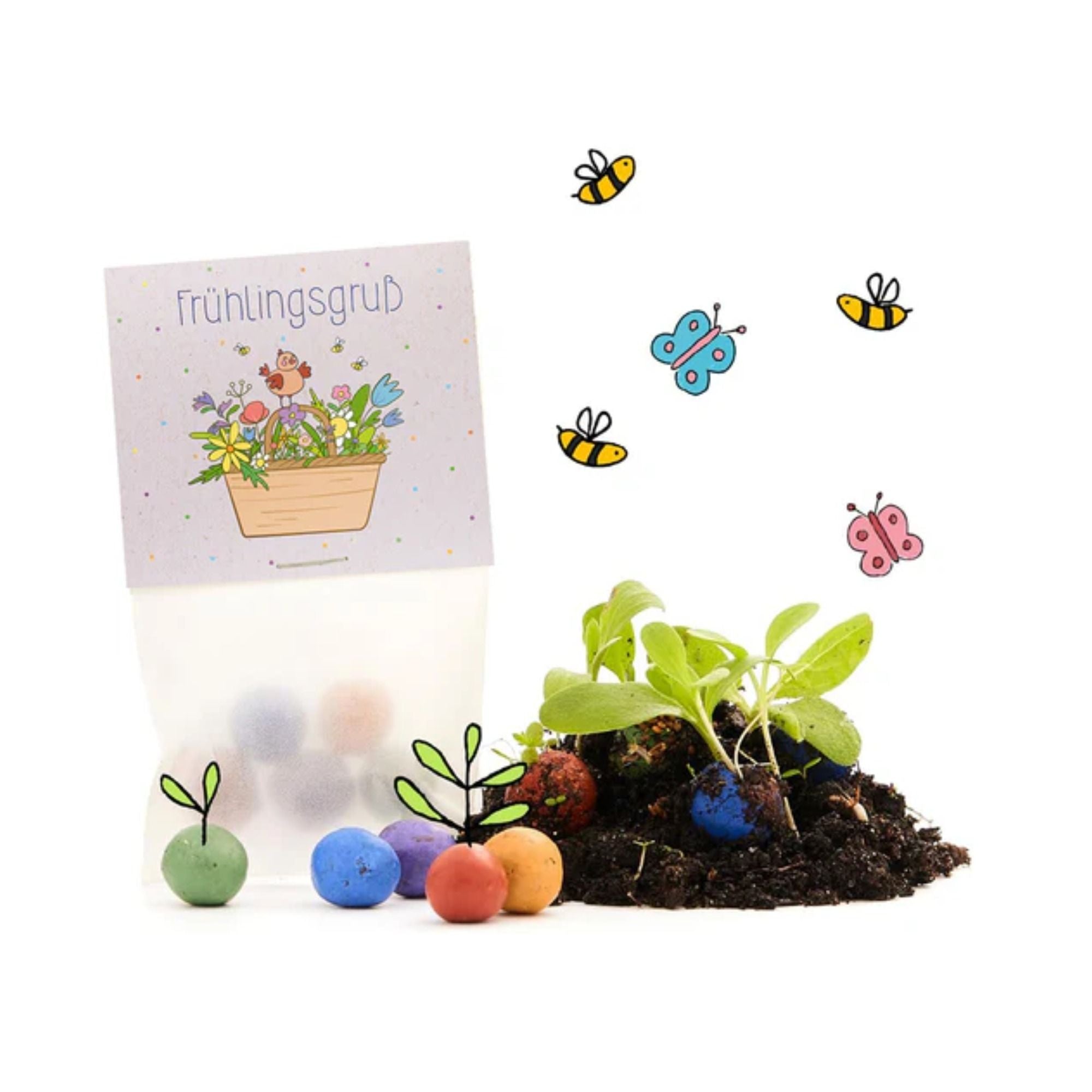 Oster Blumenmurmeln 5er im Pergaminbeutel