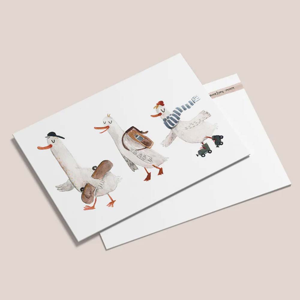 Postkarte coole Gänse DIN A6 von Halfbird kaufen - Spielzeug, Alltagshelfer, Geschenke, Kinderzimmer, Babykleidung & mehr