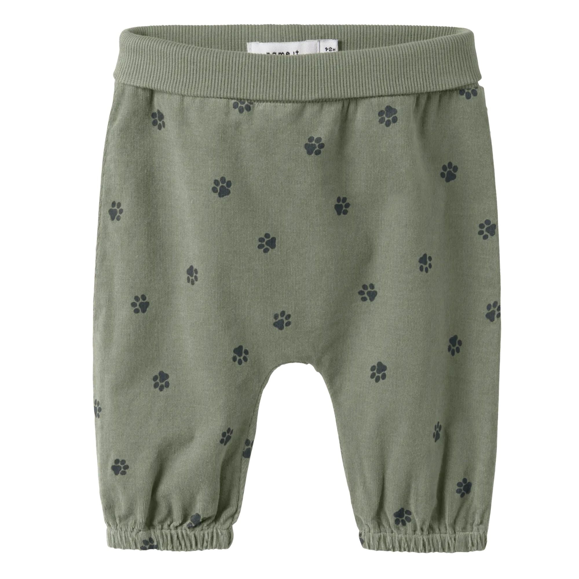 Baby Feincordhose mit Pfötchen All-Over aus Bio-Baumwolle