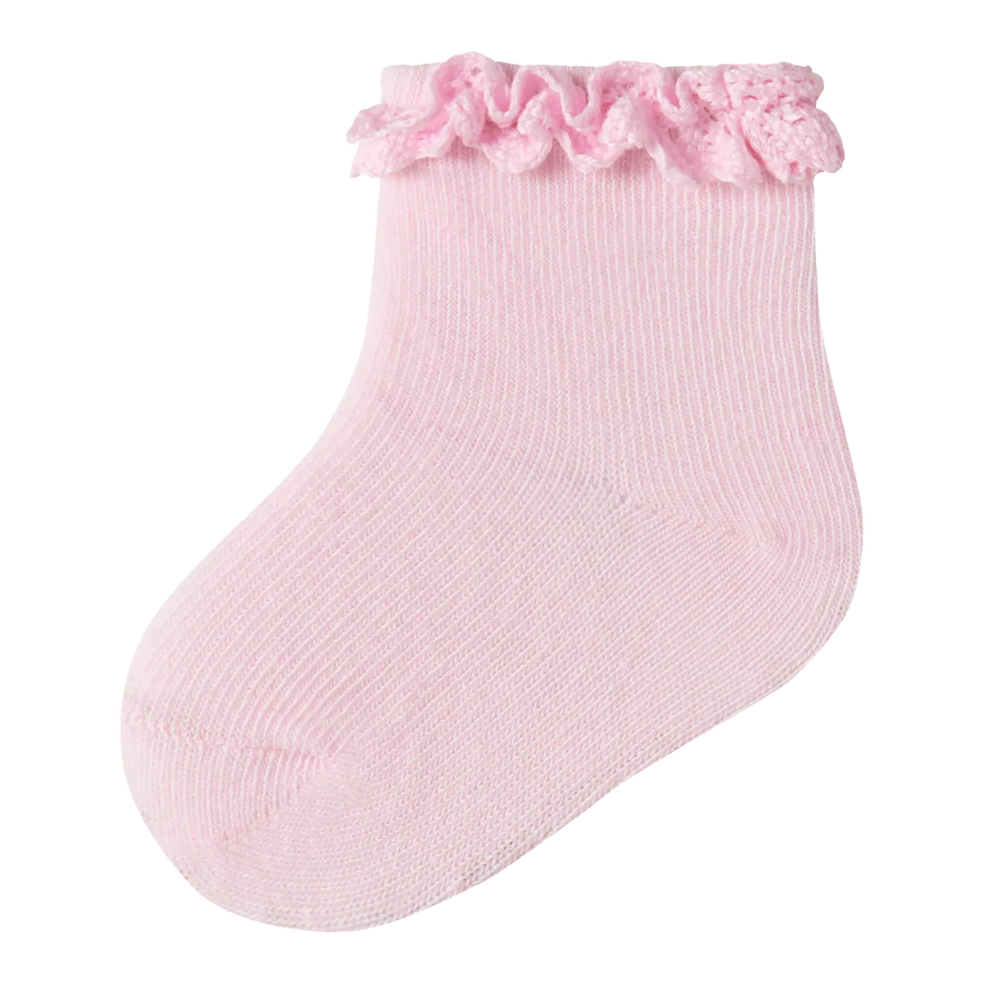 Baby Socken mit Häkelrüschen