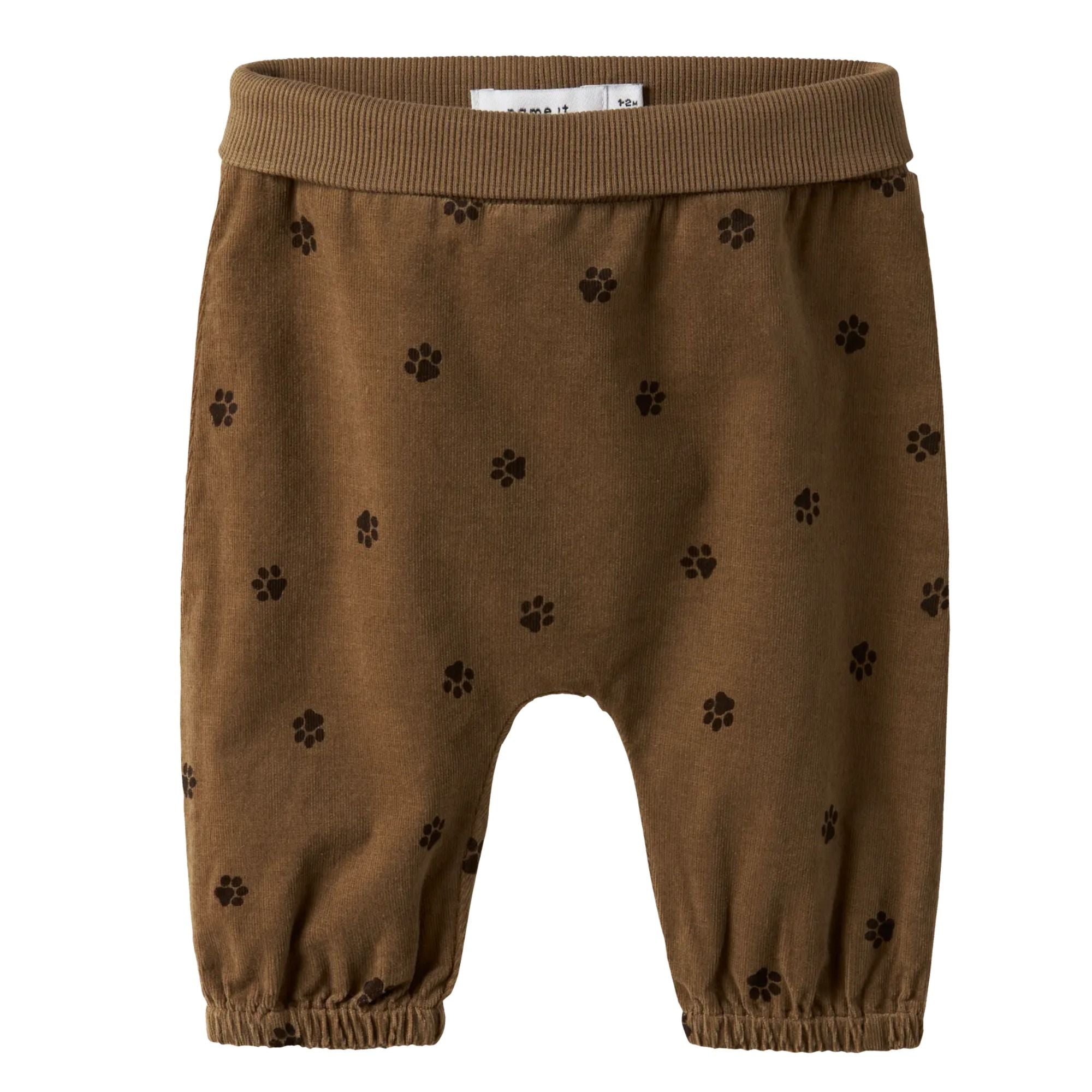Baby Feincordhose mit Pfötchen All-Over aus Bio-Baumwolle