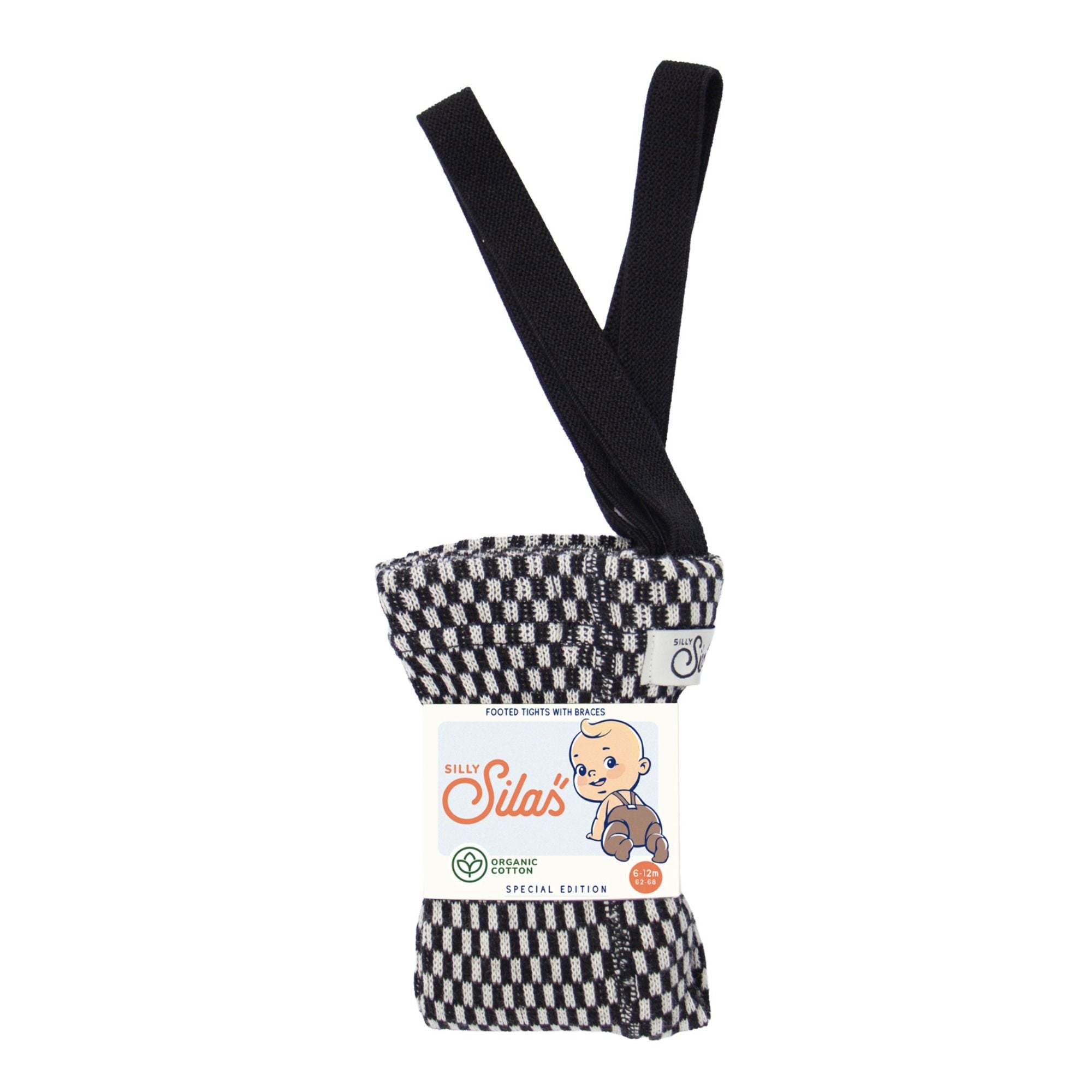 Strumpfhose Special gemustert mit Hosenträgern aus Bio Baumwolle