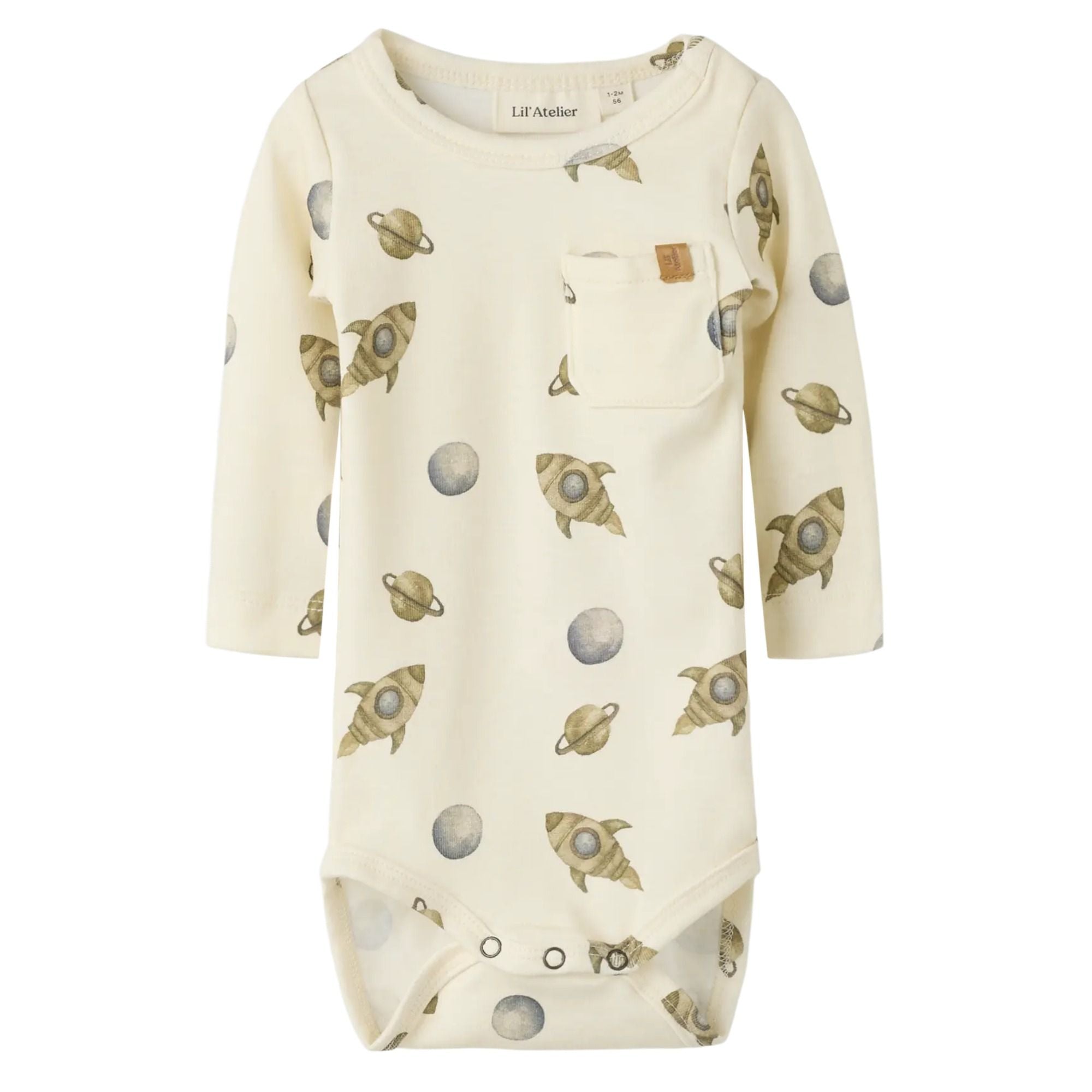 Baby Langarm-Body mit aufgesetzter Tasche aus Bio-Baumwolle