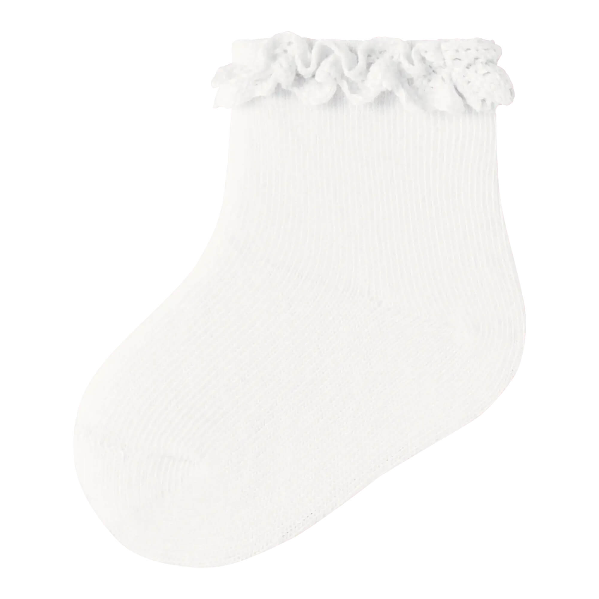 Baby Socken mit Häkelrüschen