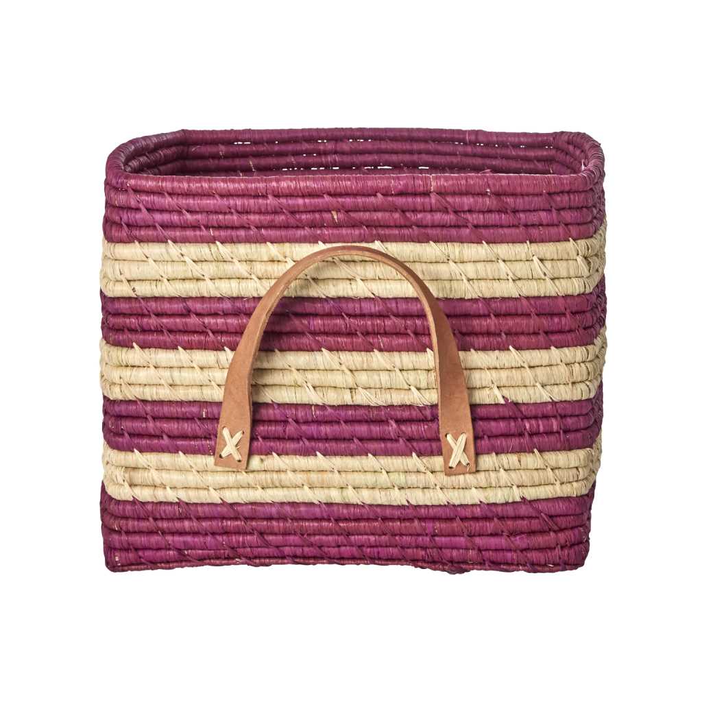 Raffia Basket mit Ledergriffen - Aufbewahrungskorb von Rice kaufen - Spielzeug, Kinderzimmer, Babykleidung & mehr