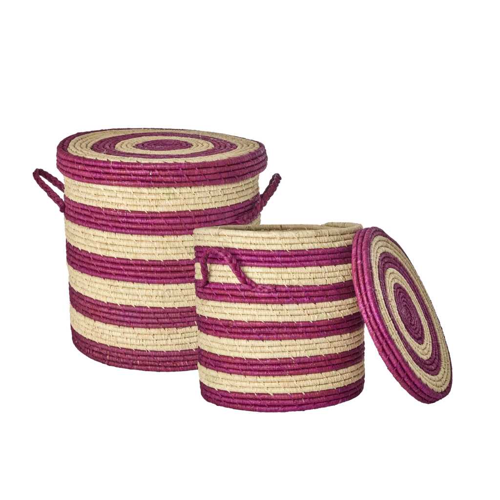 Raffia Storage Basket Medium - Aufbewahrungskorb Rund mit Deckel von Rice kaufen - Spielzeug, Kinderzimmer, Babykleidung & mehr
