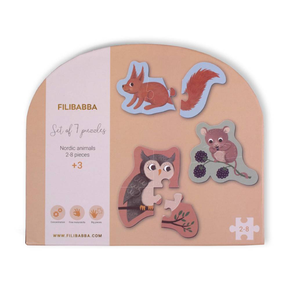 Set mit 7 Tierpuzzle Puzzle aus Pappe ab 3 Jahren von Filibabba kaufen - Spielzeug, Geschenke, Babykleidung & mehr
