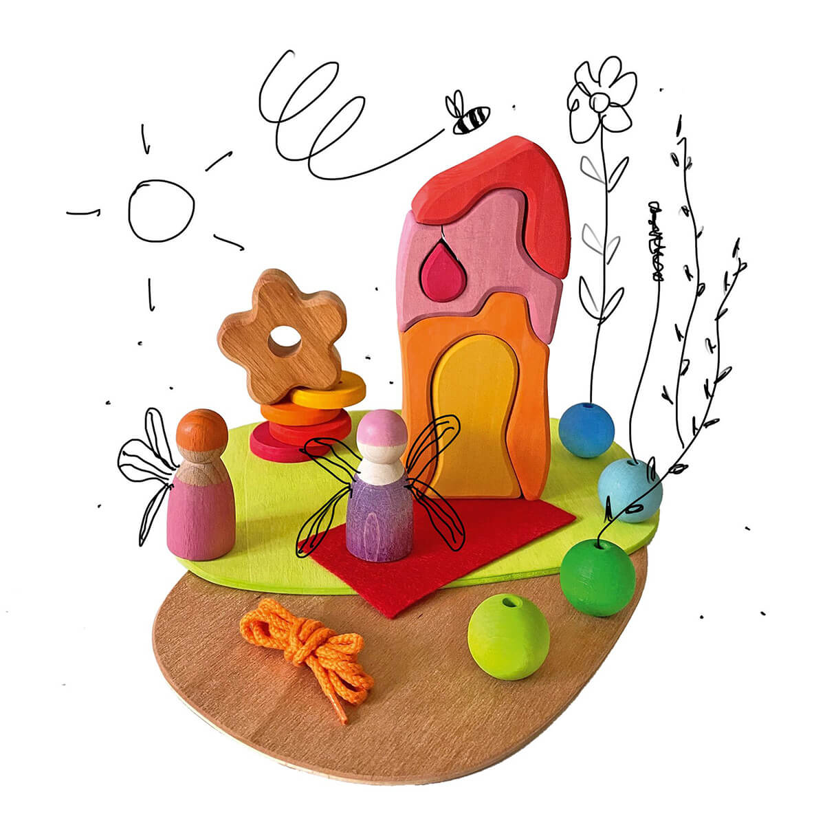 Spielwelt Blumenwiese aus Holz von Grimm´s kaufen - Spielzeug, Geschenke, Babykleidung & mehr