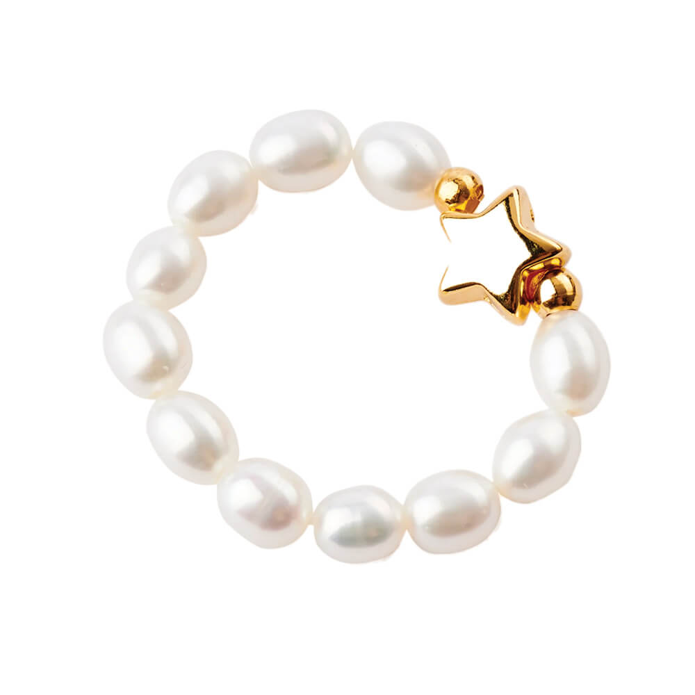 Süßwasserperlenring mit Vergoldeter Perle von by Vivi. kaufen - Kleidung, Geschenke, Mama, Alltagshelfer,, Babykleidung & mehr