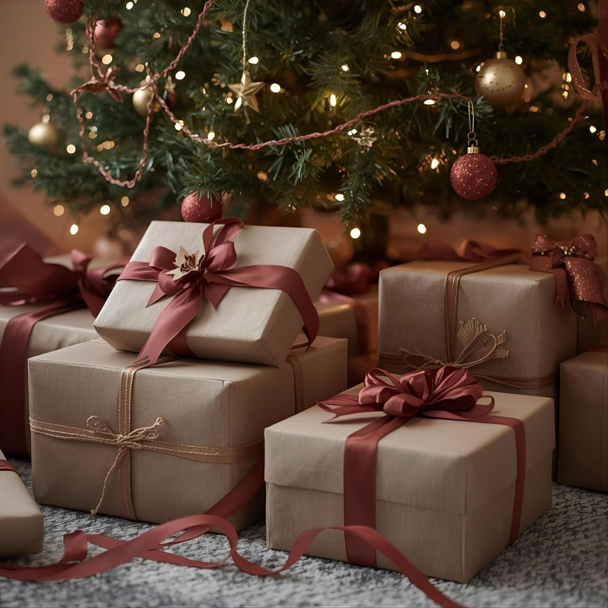 Stimmungsvoller Weihnachtsbaum mit vielen Geschenken darunter - Ideen für den großen Wunschzettel ab 75 Euro