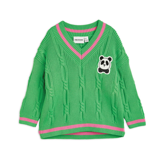 Panda Knitted Sweater - Strickpullover mit V-Ausschnitt aus 100% Bio Baumwolle