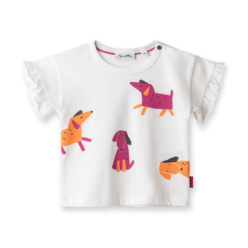 Baby T - Shirt mit Hunde - Print und Rüschen aus 100% GOTS Bio - Baumwolle von Sanetta kaufen - Kleidung, Babykleidung & mehr