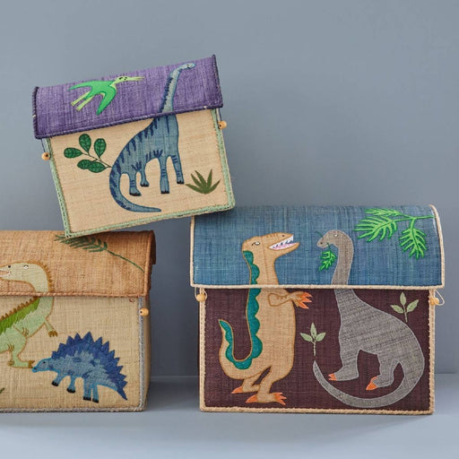 Medium Dino Raffia Toy Basket Dino Print - Aufbewahrungskorb von Rice kaufen - Spielzeug, Kinderzimmer, Babykleidung & mehr