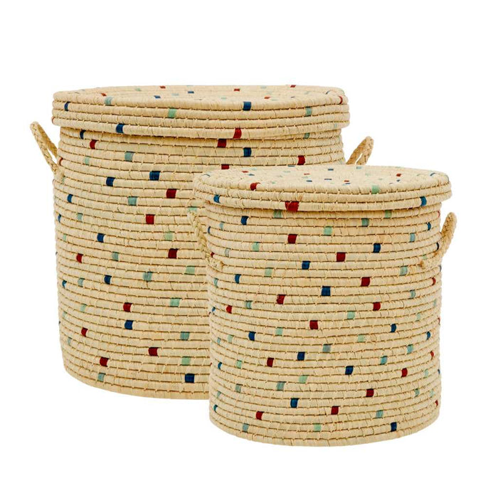 Raffia Storage Basket Medium - Aufbewahrungskorb Rund mit Deckel