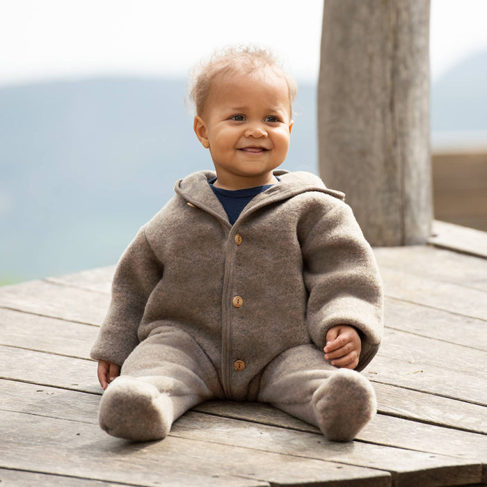 Baby-Overall mit Kapuze aus 100% Schurwolle