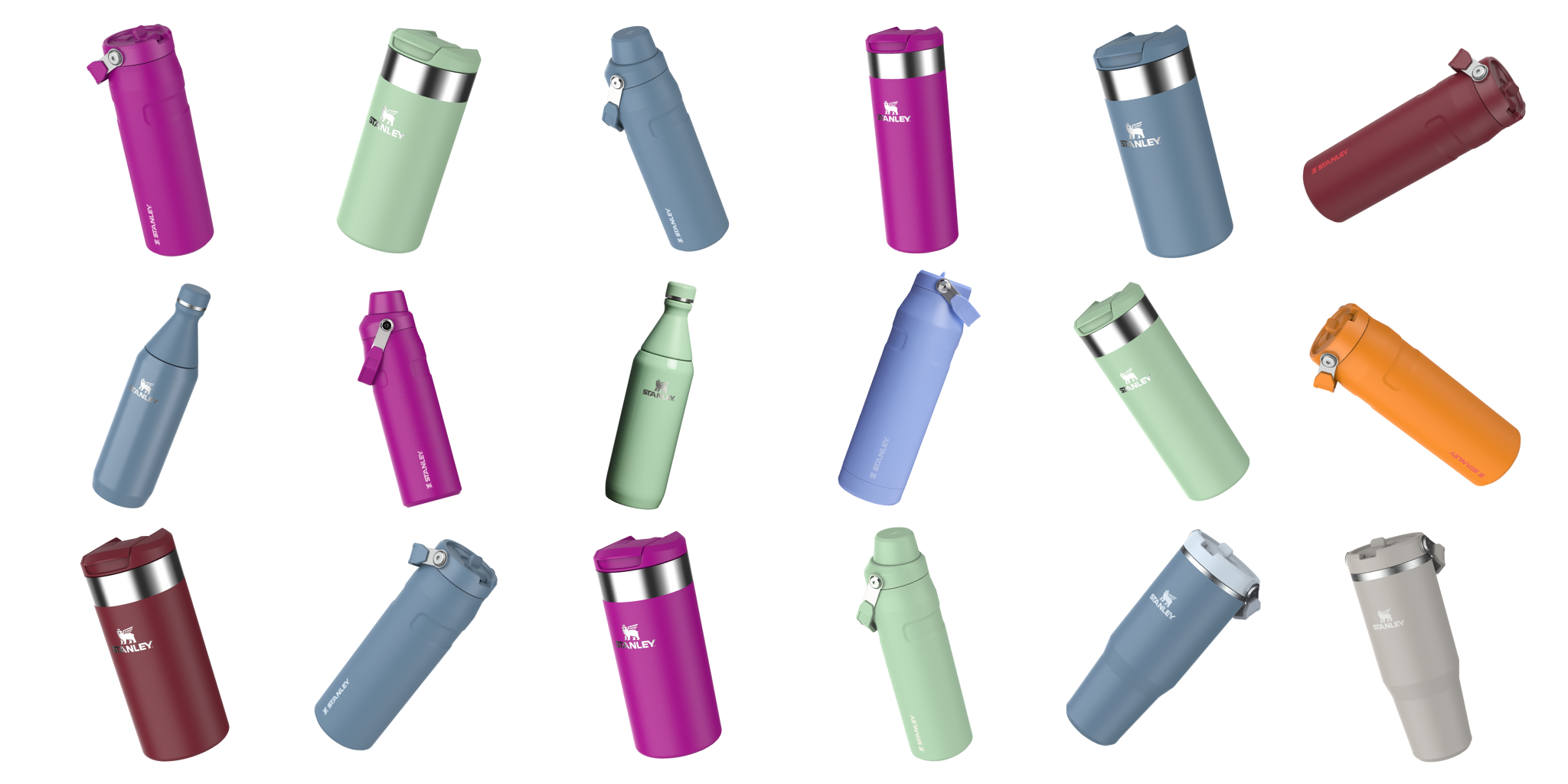 Stanley Trinkflaschen in verschiedenen Farben – Farbvielfalt der nachhaltigen Thermoflaschen auf einen Blick