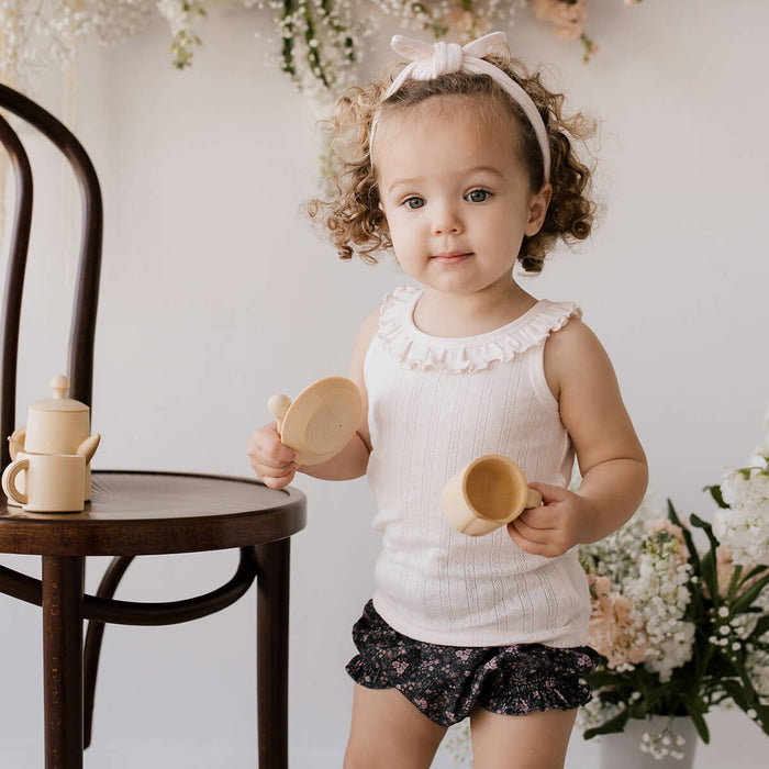 Organic Cotton Pointelle Frill Singlet - In the Meadow