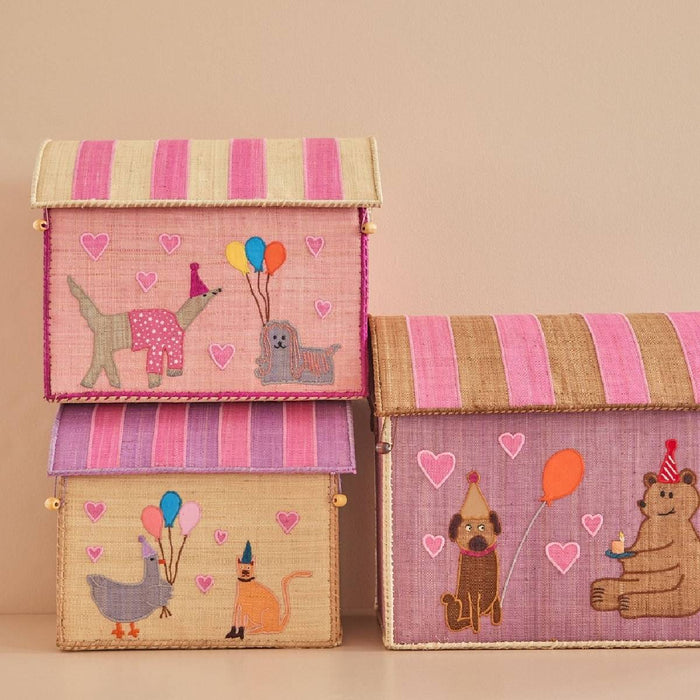 Large Bear Raffia Toy Basket Party Animals Print - Aufbewahrungskorb von Rice kaufen - Spielzeug, Kinderzimmer, Babykleidung & mehr