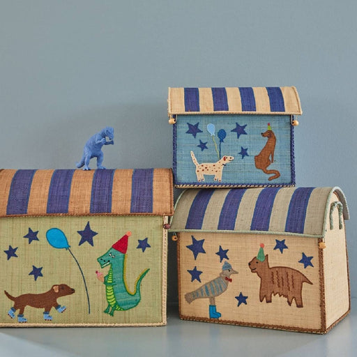 Large Crocodile Raffia Toy Basket Party Animals Print - Aufbewahrungskorb von Rice kaufen - Spielzeug, Kinderzimmer, Babykleidung & mehr